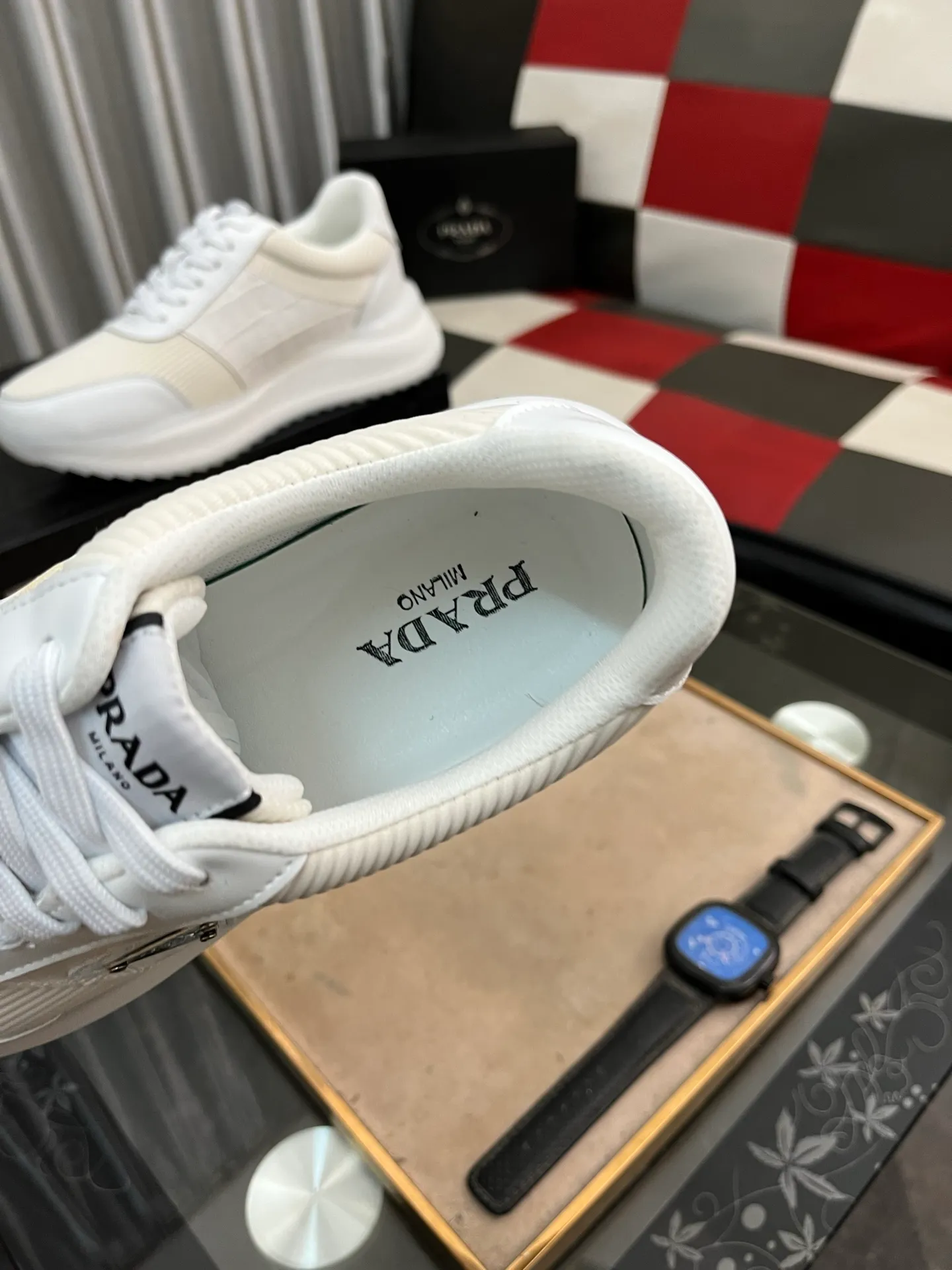 Men's shoes 💰458⌚️⌚️[PRADA] Prada Hong Kong counter casual shoes, counter quality, high-quality workmanship, uppers made of imported breathable fly-knit mesh fabric, comfortable and breathable lining, original air-cushion elastic outsole, casual fashion, high-end quality, size: 38-444️⃣Colors available